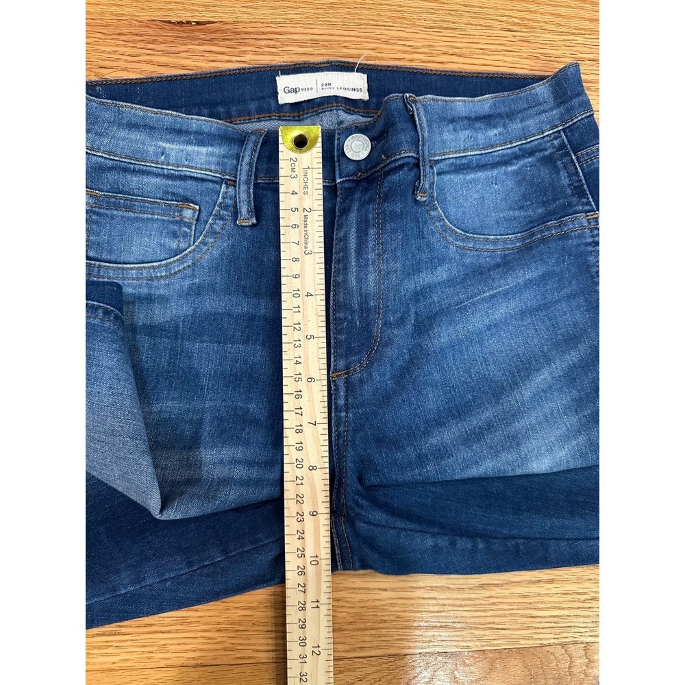 Gap 1969 Easy Leggings Jeans Women's Size 29R Dark‎ Wash Stretch Denim Mid Rise - Picture 3 of 10